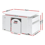 Three piece kids table and chairs set with sliding storage box in white