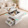 Launching Place white lift top coffee table in a modern living room