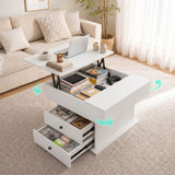 Launching Place white lift top coffee table in a modern living room