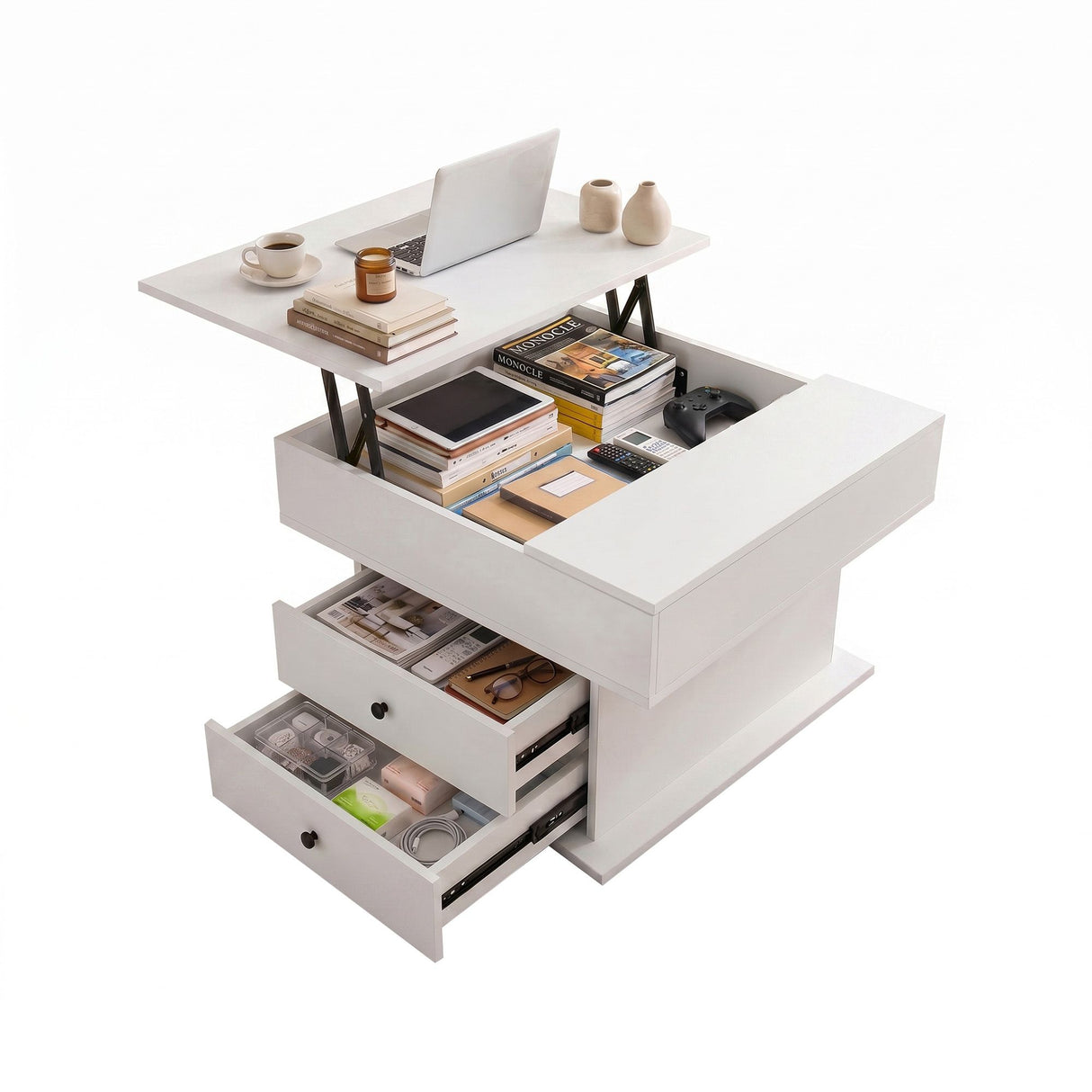 Launching Place Lift Top Coffee Table, White
