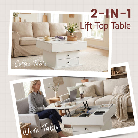 Launching Place Lift Top Coffee Table, White