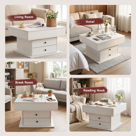 Launching Place Lift Top Coffee Table, White