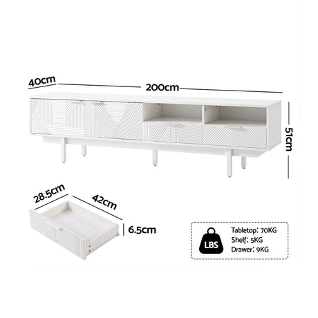 Bridport 200cm Entertainment Unit, White