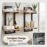 Toorak Gardens 2 Tier Floating Wall Shelf Set of 2, Wood