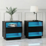 Pimlico LED Bedside Table, Black 2pcs