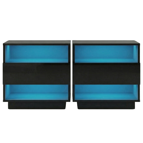 Pimlico LED Bedside Table, Black 2pcs