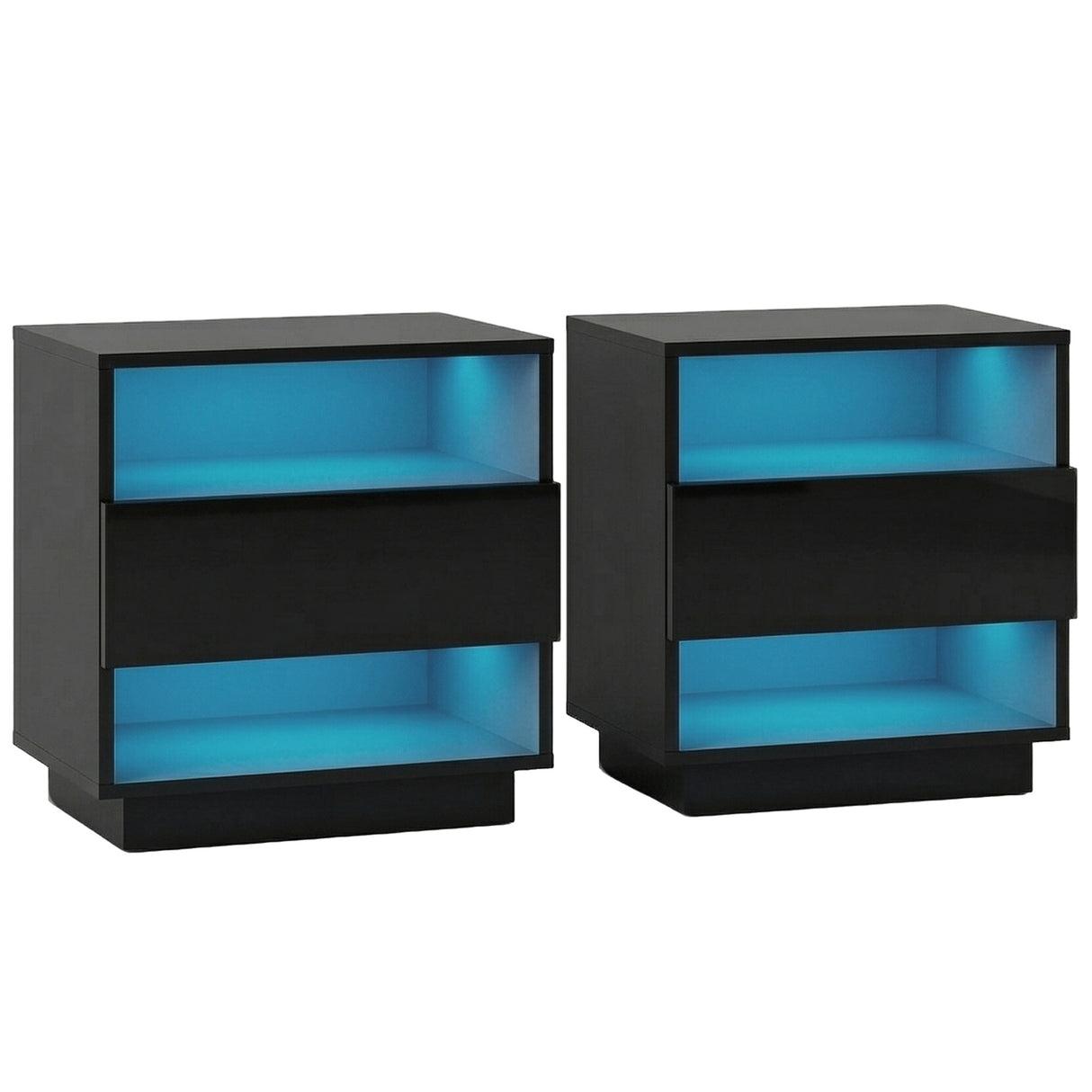 Pimlico LED Bedside Table, Black 2pcs