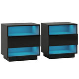 Pimlico LED Bedside Table, Black 2pcs