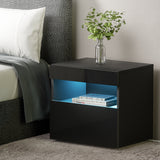 Artiss HERES LED Bedside Table with Drawer and Shelf in Black — Allure Home Collections