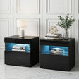 Bagotville LED Bedside Table, Black 2pcs