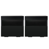 Bagotville LED Bedside Table, Black 2pcs