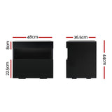 Bagotville LED Bedside Table, Black 2pcs