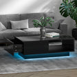 Artiss LED Coffee Table with Drawer and Open Shelf — Black — Allure Home Collections