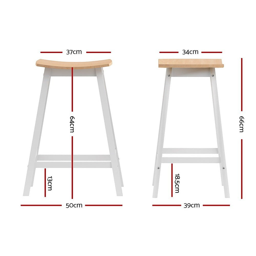 Edithvale oak wooden bar stool with saddle seat in a bright kitchen