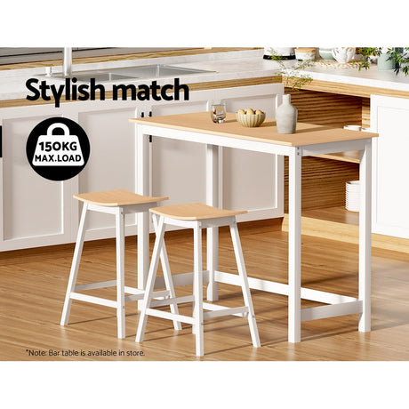 Side profile of Artiss Ari bar stool showing A-frame wooden legs — Allure Home Collections