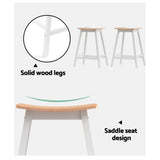 Artiss Ari bar stool pine saddle seat close-up — Allure Home Collections
