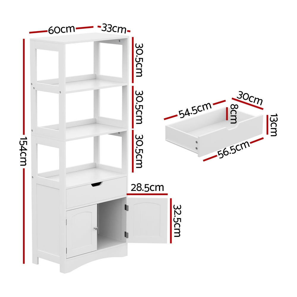 Mil Lel Floor Bathroom Storage Cabinet, White image 3
