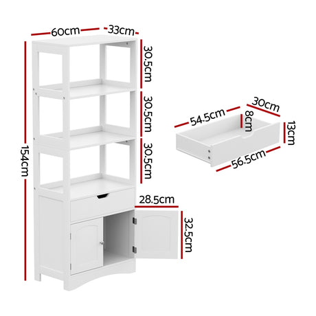 Mil Lel Floor Bathroom Storage Cabinet, White image 3