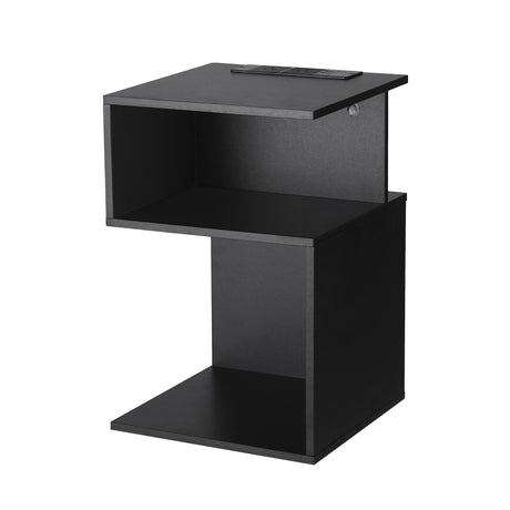 Tintenbar S Shaped Charging Station Bedside Table, Black