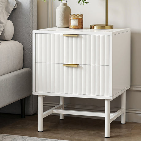 Lynwood 2 Drawer Bedside Table, White