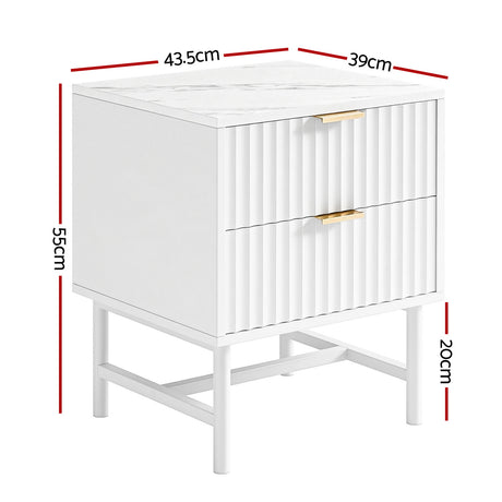 Lynwood 2 Drawer Bedside Table, White