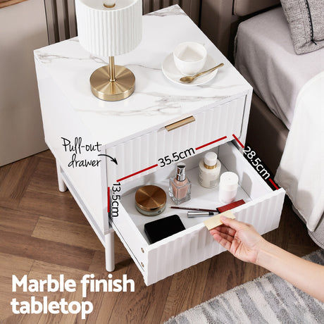 Lynwood 2 Drawer Bedside Table, White