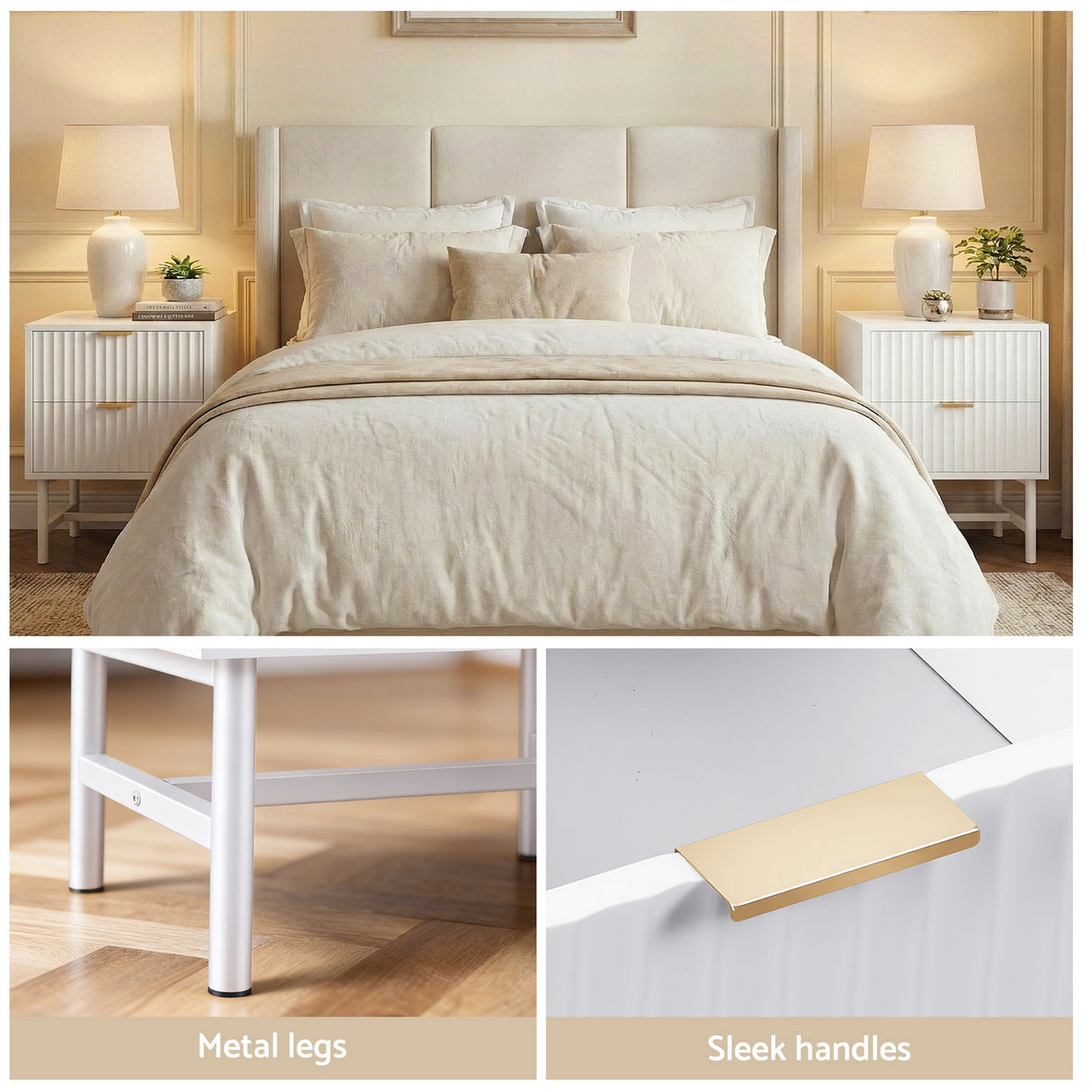 Lynwood 2 Drawer Bedside Table, White