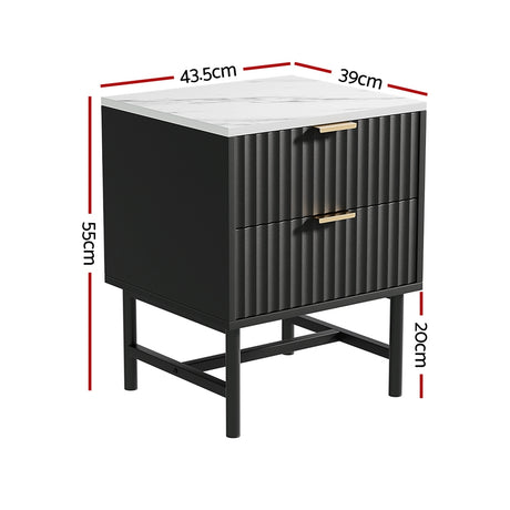 Artiss Bedside Table with 2 Drawers in Black — Allure Home Collections
