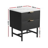 Lynwood 2 Drawer Bedside Table, Black 2pcs