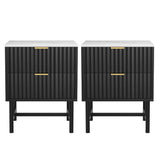 Lynwood 2 Drawer Bedside Table, Black 2pcs