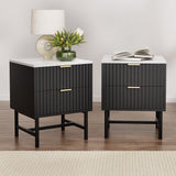 Lynwood 2 Drawer Bedside Table, Black 2pcs