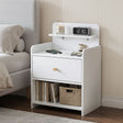 Eltham Charging Station Bedside Table, White