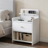 Eltham Charging Station Bedside Table, White