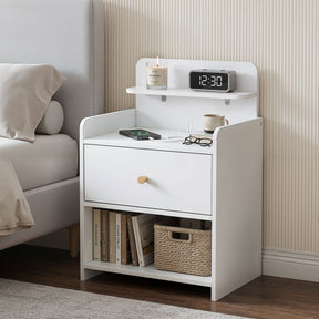 Eltham Charging Station Bedside Table, White