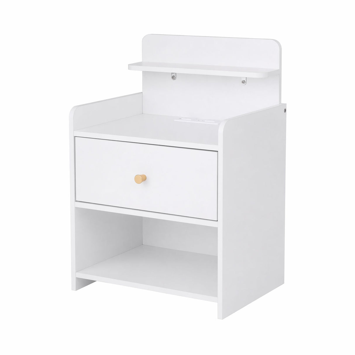 Eltham Charging Station Bedside Table, White