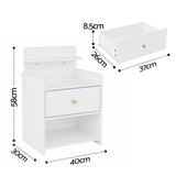 Eltham Charging Station Bedside Table, White