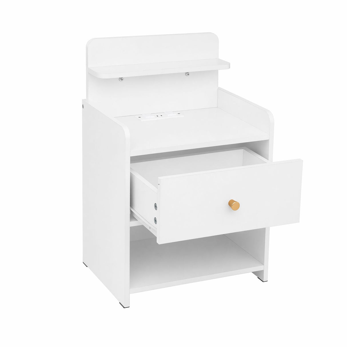 Eltham Charging Station Bedside Table, White
