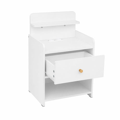 Eltham Charging Station Bedside Table, White