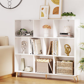 Bakewell white 3 tier 10 cube modular bookshelf with storage baskets