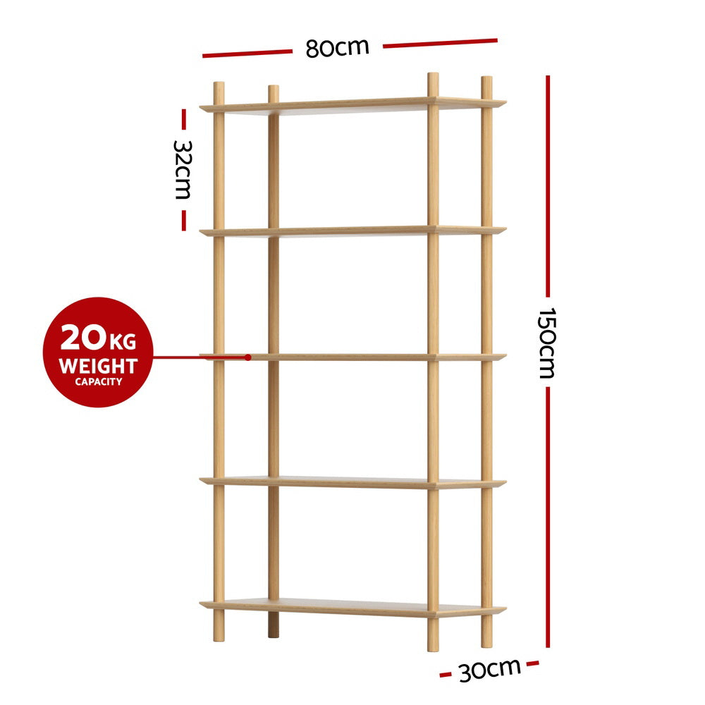 Artiss 5-Tier Wooden Bookshelf Display Stand