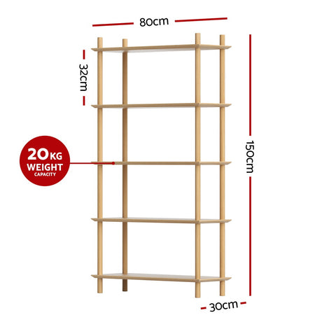 Artiss 5-Tier Wooden Bookshelf Display Stand