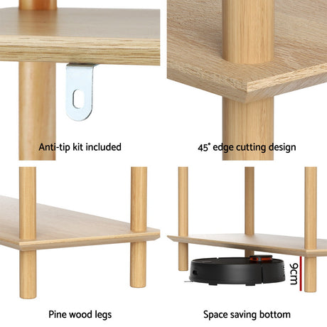 Artiss 5-Tier Wooden Bookshelf Display Stand
