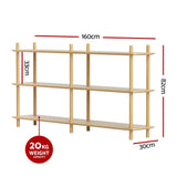 Artiss 3-Tier Pine Wood Bookshelf