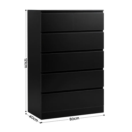 Bowral 6 Drawer Tallboy, Black view 2