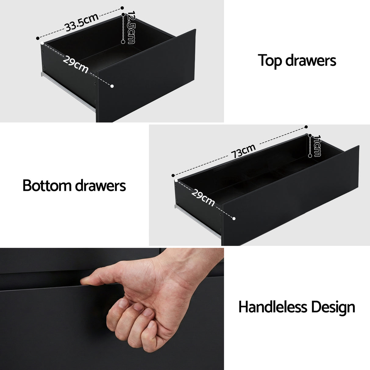Bowral 6 Drawer Tallboy, Black view 7