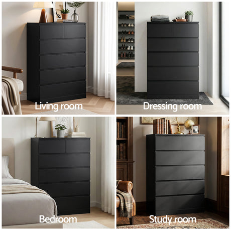 Bowral 6 Drawer Tallboy, Black view 8