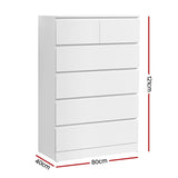 Bowral 6 Drawer Tallboy, White view 3