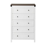 Moss Vale 5 Drawer Tallboy, White and Walnut view 3
