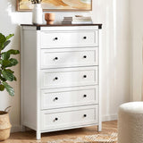 Moss Vale 5 Drawer Tallboy, White and Walnut view 9