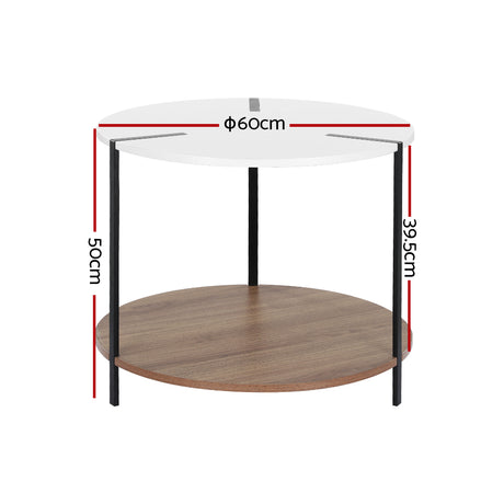 Artiss Cedric Round Coffee Table - White
